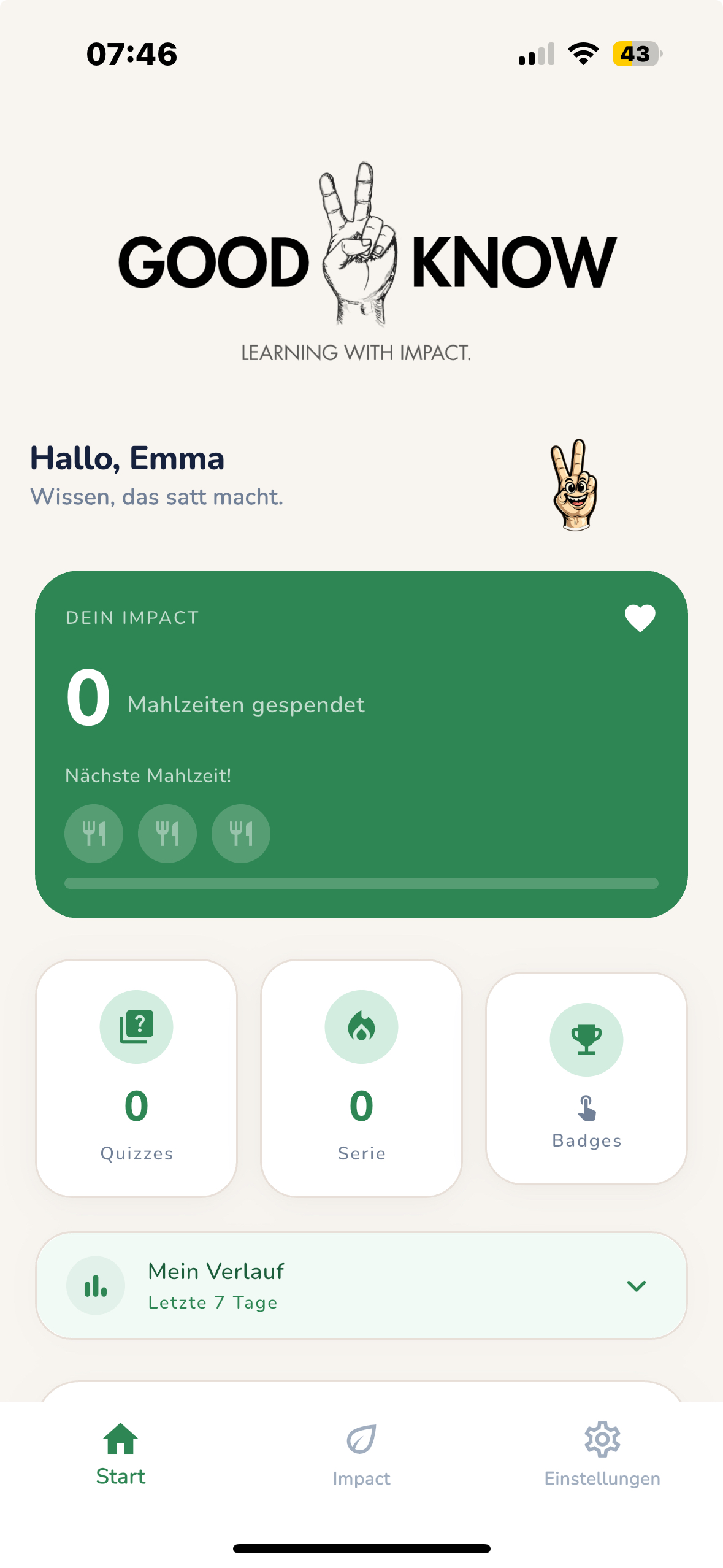 Good2Know App – Dashboard